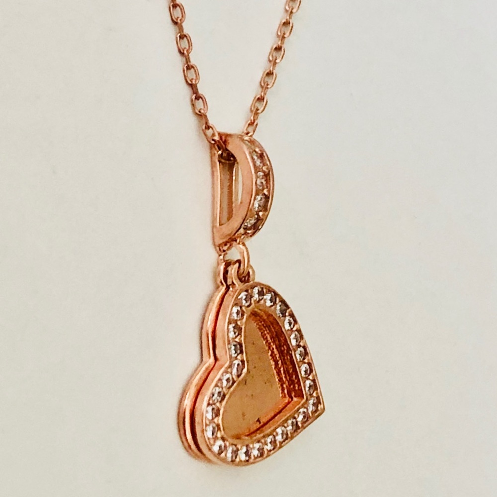 💕 2 hearts necklace  cz  925 sterling silver